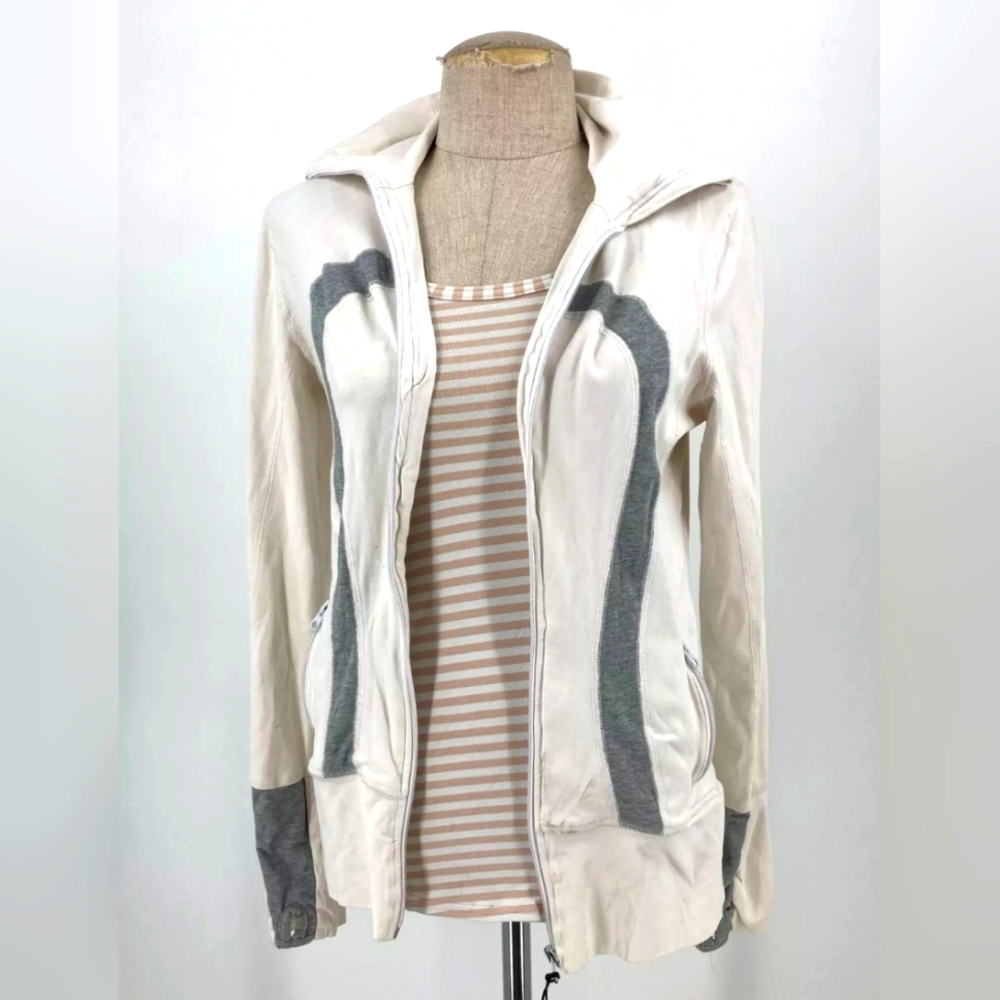 2 Lululemon In Stride Hoodie & Striped Racerback Athletica Tank Top Sz~ 6